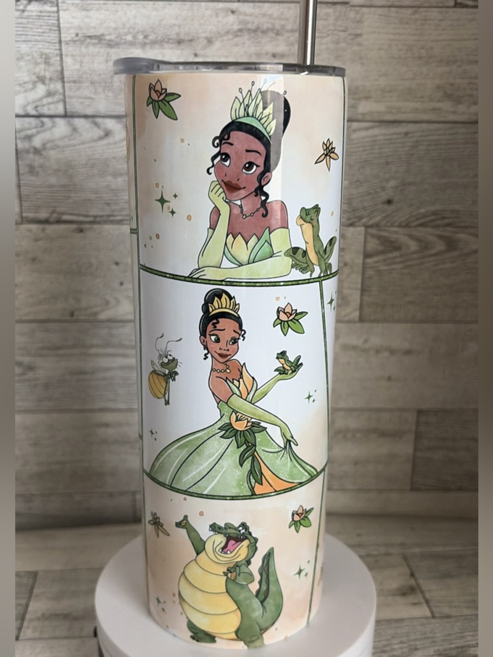 Princess & Frog Themed Tall 20oz Tumbler - Green and White